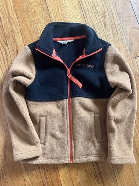 Bass Pro Shops Black & Tan Fleece Jacket with Orange Trim